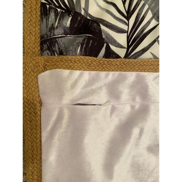 Decorative Pillow Covers 19 x 19 Set of 2 Tropical Palm Leaves Black White Tan - Picture 4 of 7